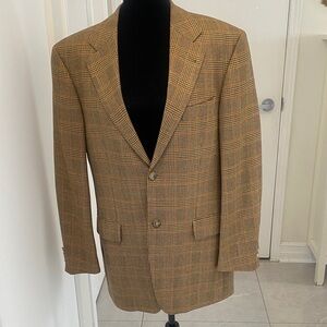 HUGO BOSS Houndstooth Gold/Brown cashmere wool  lined blazer Sze Euro 48/US 44
